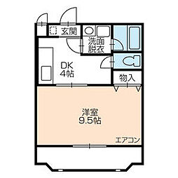 クレセール 1Kの間取図画像