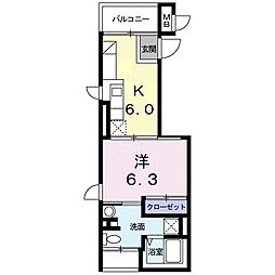 エアリス 1Kの間取図画像