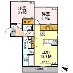 メゾン梅木 2LDKの間取図画像