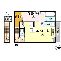 リバーオークスやまが 1LDKの間取図画像