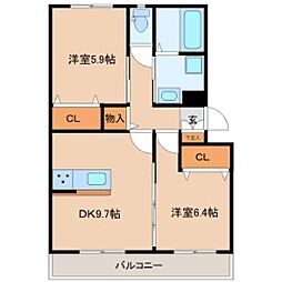 カハラ 2DKの間取図画像