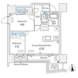 STANDZ四天王寺前夕陽ヶ丘 2LDKの間取図画像