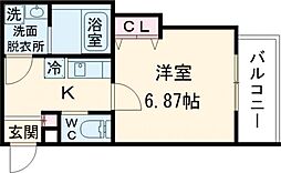 Feliz Court日根野 1Kの間取図画像