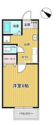 リエート東中島 1Kの間取図画像