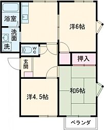 フレグランス秋留台B 3DKの間取図画像