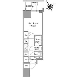 大阪市天王寺区寺田町2丁目マンション 1Kの間取図画像