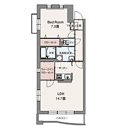 PremiumCourtみなみ野1 1LDKの間取図画像