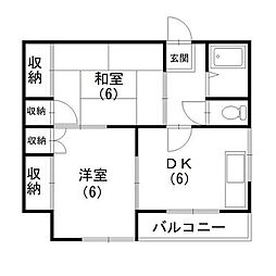 サンハイツ葉山 2DKの間取図画像