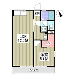 シティハイムサンライフ2 1LDKの間取図画像