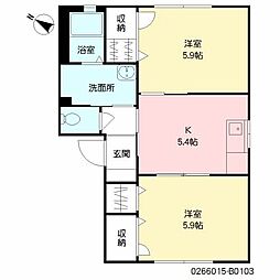 フォーレスヤマグチB 2Kの間取図画像