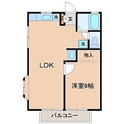 ゼフィローソ・あけの平 1LDKの間取図画像