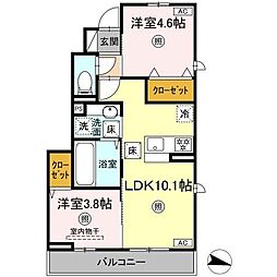 ウッドソレルやまが 2LDKの間取図画像