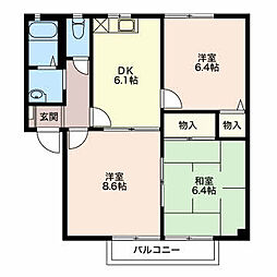 グランドディアスB 3DKの間取図画像