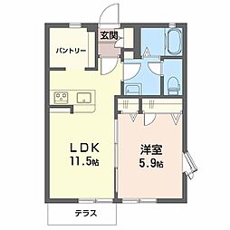 グランシャリオ泉B 1LDKの間取図画像