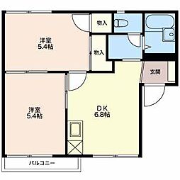 コーポサンライズA 2DKの間取図画像
