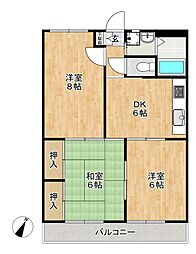 アメニティパレス・ワタナベ 3DKの間取図画像