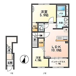 仮)シェルルスターテラス御幸 2LDKの間取図画像