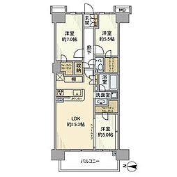シティテラス八千代緑が丘ブリーズコートE棟 3LDKの間取図画像