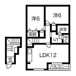 ヴィラ霞 2LDKの間取図画像