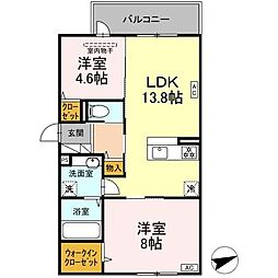 D-ROOM西熊本駅II 2LDKの間取図画像
