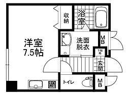サニーフォート船越南 1Kの間取図画像