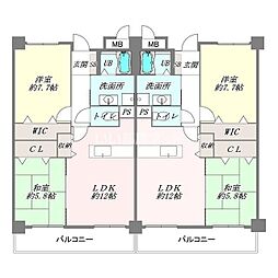 プリュジュール 2LDKの間取図画像