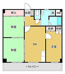 功野マンション 3DKの間取図画像