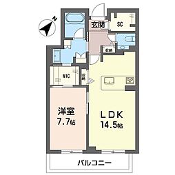 WithPlus浦和美園WestD棟 1LDKの間取図画像