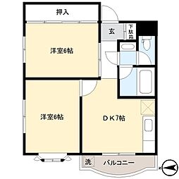 コーポ春日 2DKの間取図画像