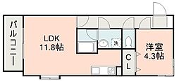ハイリッヒ新屋敷 1LDKの間取図画像