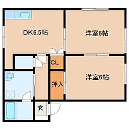 ローズガーデン2 2DKの間取図画像