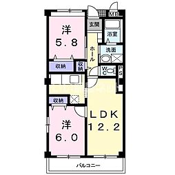 パークグレイス 2LDKの間取図画像