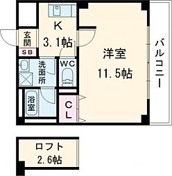 ルームズ学園北町 1Kの間取図画像