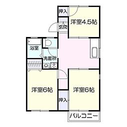 大迫ハイツ 3DKの間取図画像