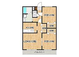 ムーンローズ 2LDKの間取図画像