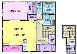 ヴェルジェ畑中A 1SLDKの間取図画像