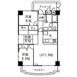 ライフ第5マンション大平台 3LDKの間取図画像