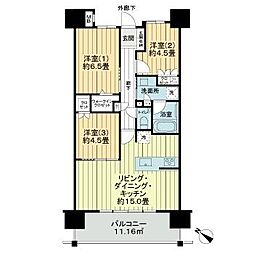 ライオンズ那覇三原マスターズゲート 3LDKの間取図画像
