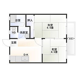 パナハイツ天神山 2DKの間取図画像