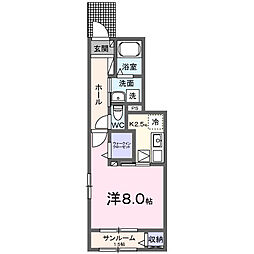 原町区橋本町3丁目アパート仮 1Kの間取図画像