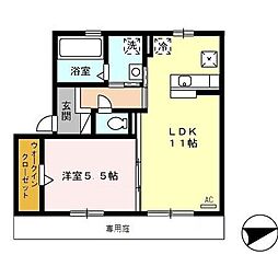 シェソワ相木 1LDKの間取図画像