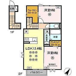 ラ・シャルール コガ 2LDKの間取図画像