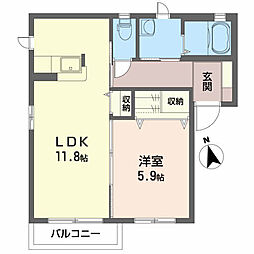 MAISON美完成A 1LDKの間取図画像