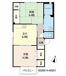 クレオコーポ 2DKの間取図画像