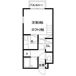 レジデンス花壇センチュリー 1Kの間取図画像