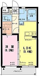 ボナール出北 1LDKの間取図画像