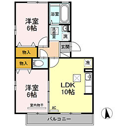 セントラルメゾンA 2LDKの間取図画像