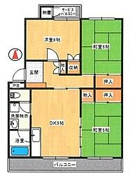 館林グリーンハイツ2 3DKの間取図画像