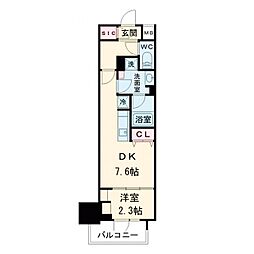 アーバネックス谷町四丁目 1DKの間取図画像