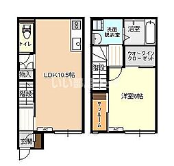 ビオラ木津A棟 1LDKの間取図画像